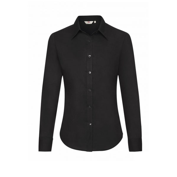 Camicia donna manica lunga nero - La divisa dell'ufficio sarà più elegante con questa camicia. Colore nero, manica lunga, femminile. Potrete personalizzare la camicia ricamando il logotipo della vostra azienda.